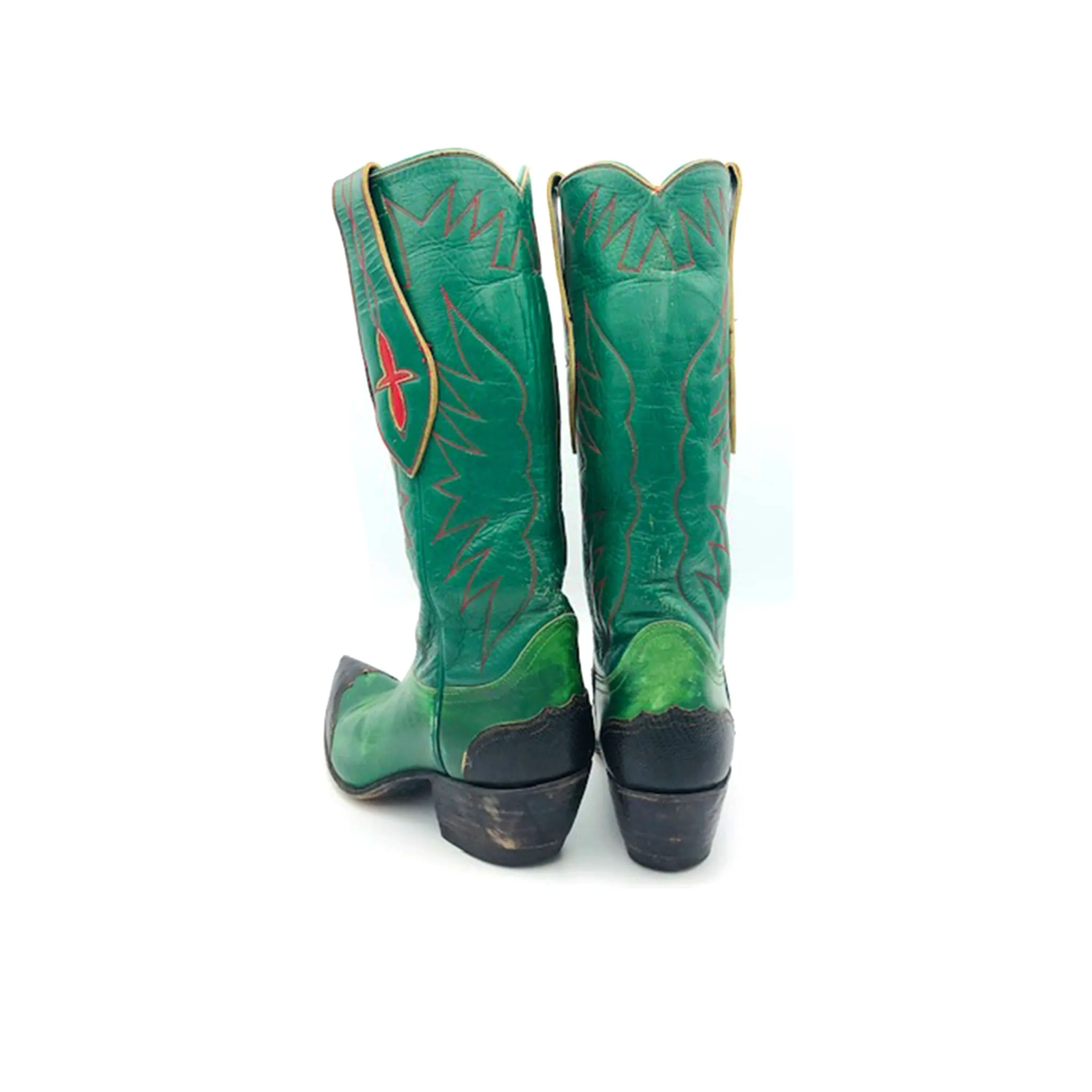 60's Tony Lama Green with Black Lizard Women's 6