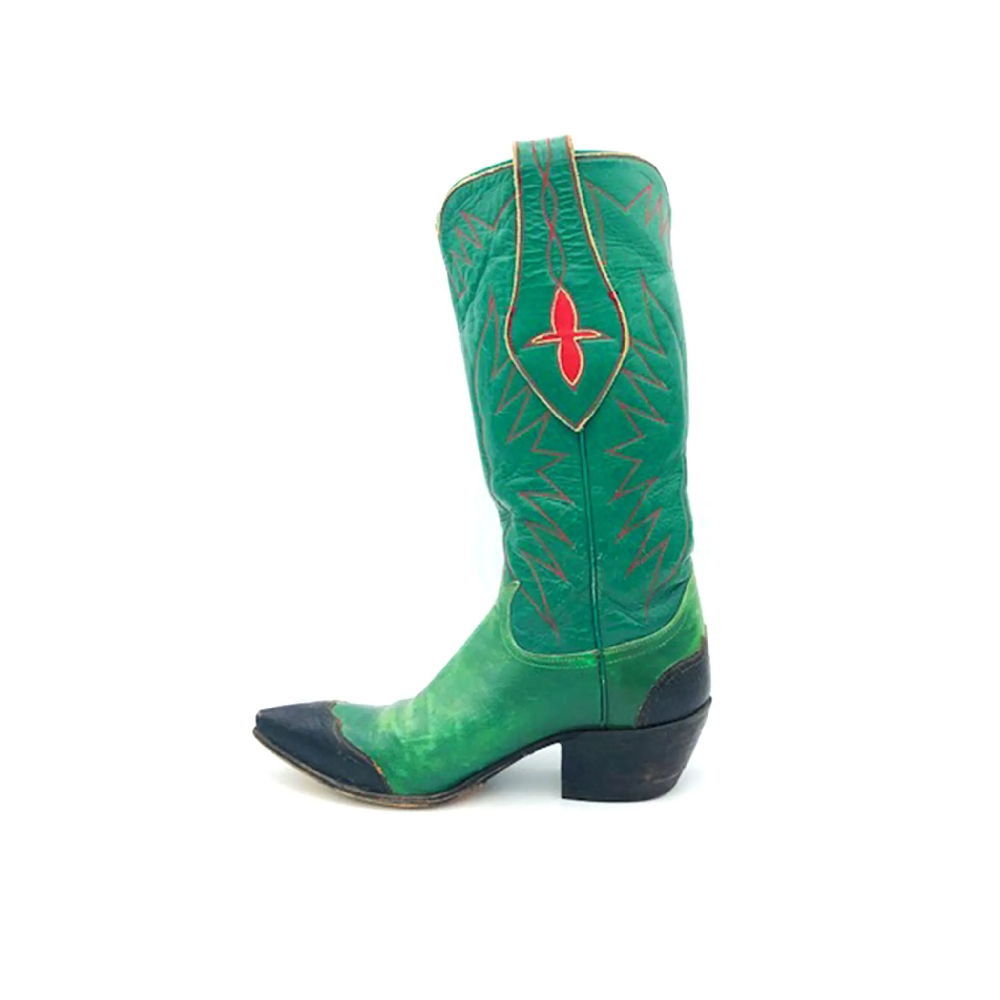 60's Tony Lama Green with Black Lizard Women's 6