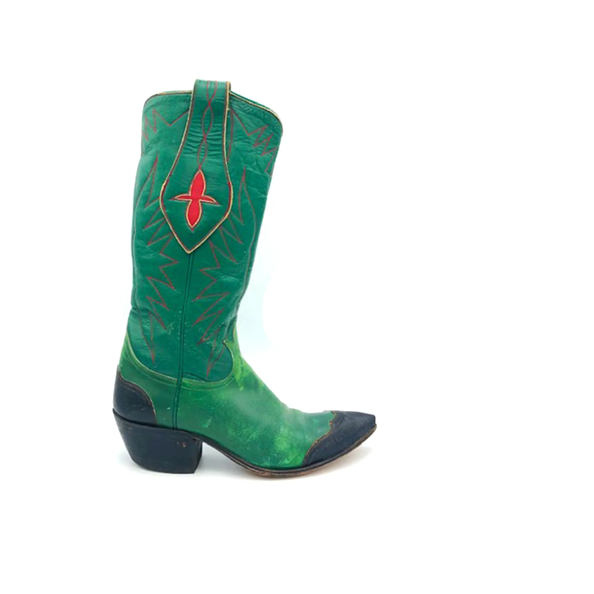 60's Tony Lama Green with Black Lizard Women's 6