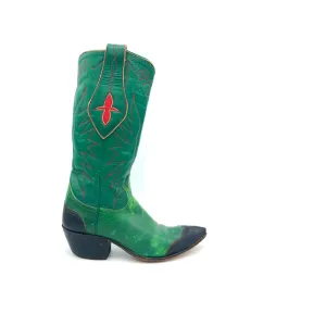 60's Tony Lama Green with Black Lizard Women's 6