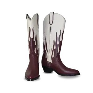 AGNI Cowboy Boots - Burgundy