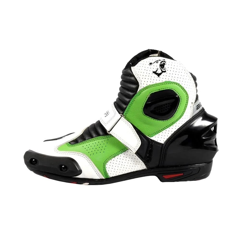 Bela Faster Motorcycle Short Racing Boots - White/Green