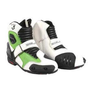 Bela Faster Motorcycle Short Racing Boots - White/Green