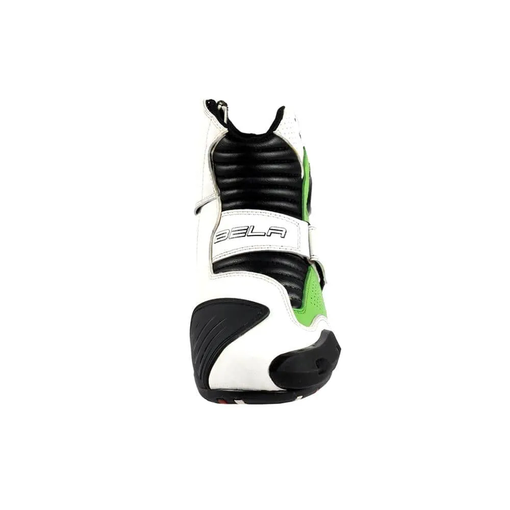 Bela Faster Motorcycle Short Racing Boots - White/Green