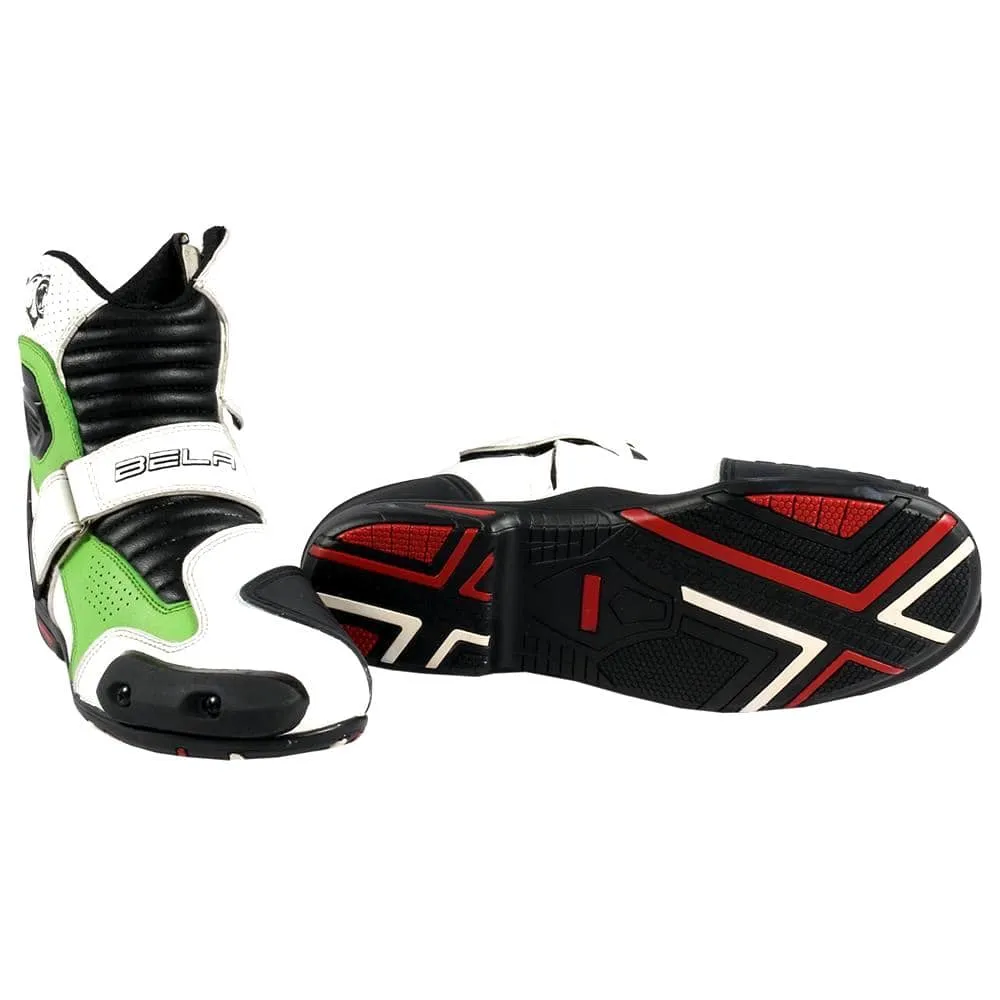 Bela Faster Motorcycle Short Racing Boots - White/Green