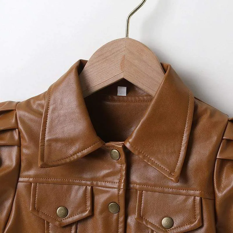 Button Front PU Leather Jacket
