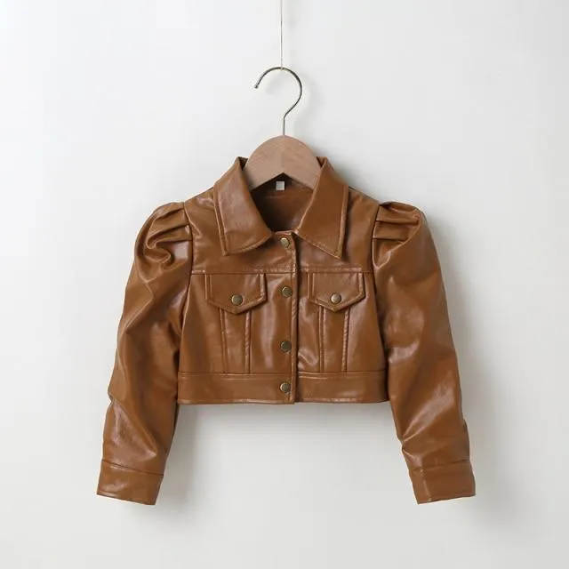 Button Front PU Leather Jacket