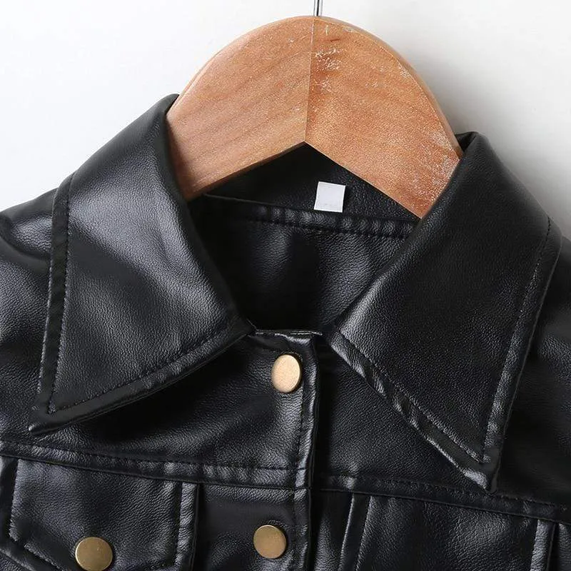 Button Front PU Leather Jacket