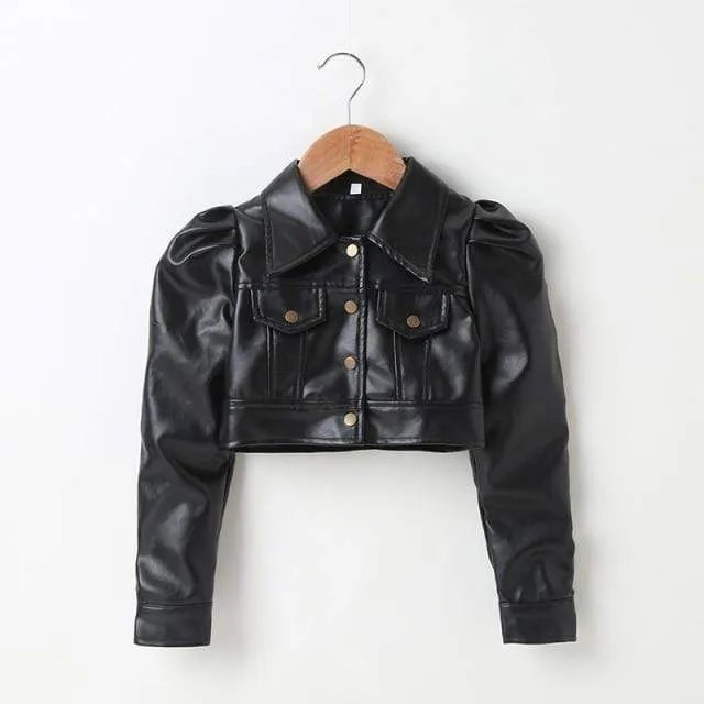 Button Front PU Leather Jacket