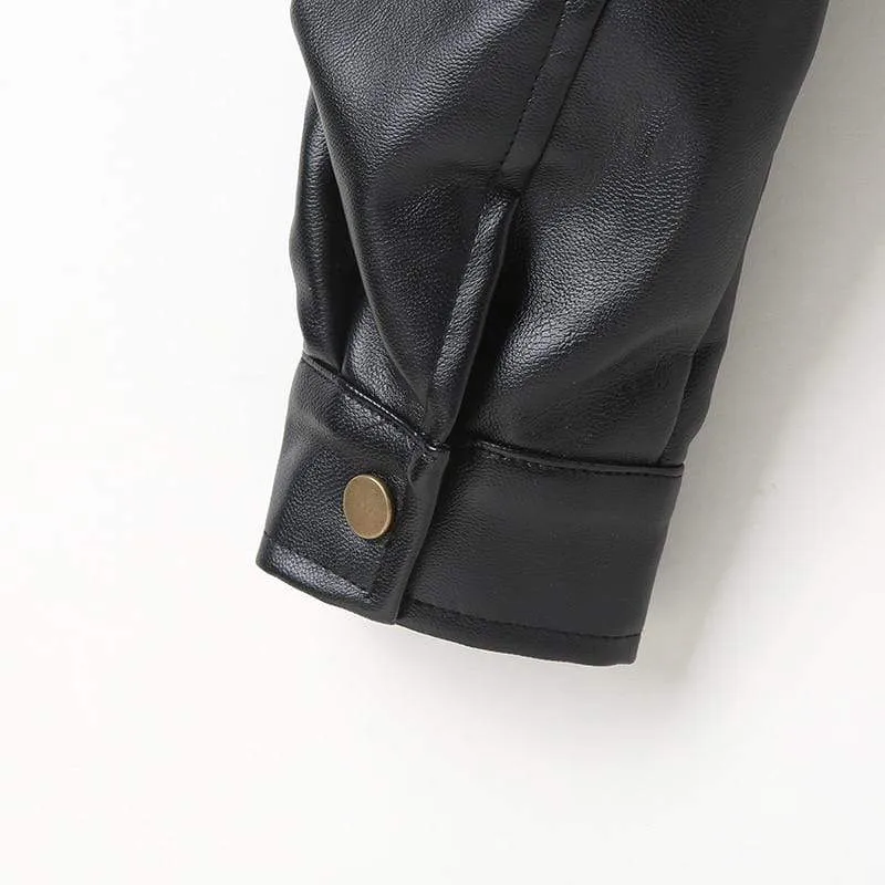 Button Front PU Leather Jacket