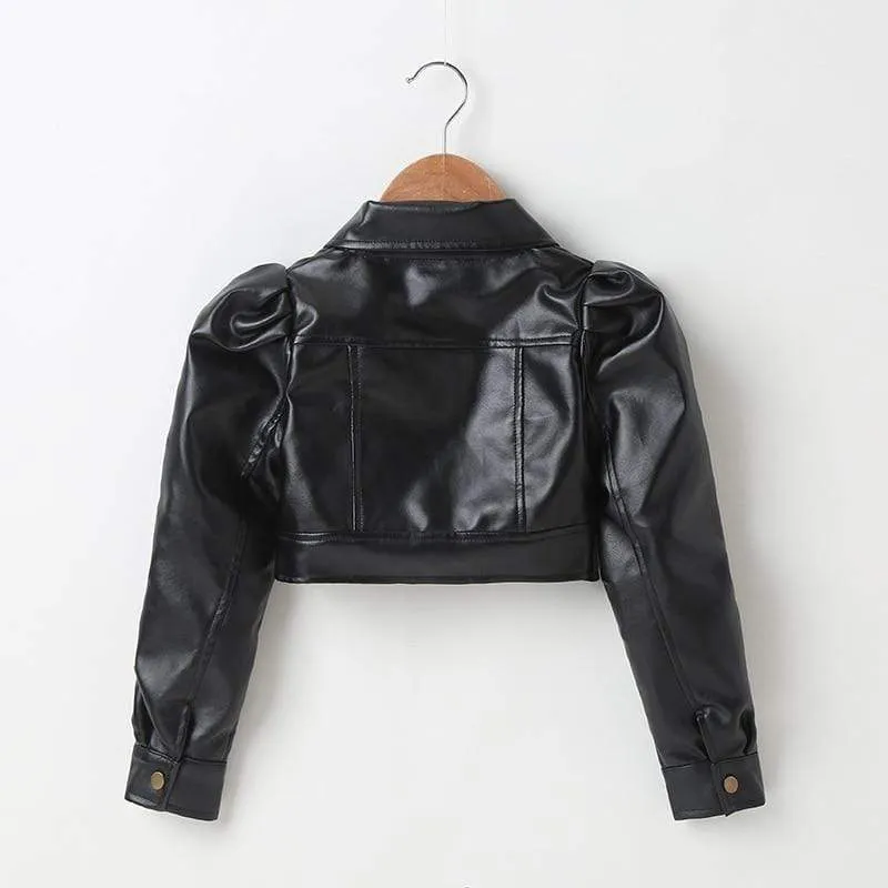 Button Front PU Leather Jacket