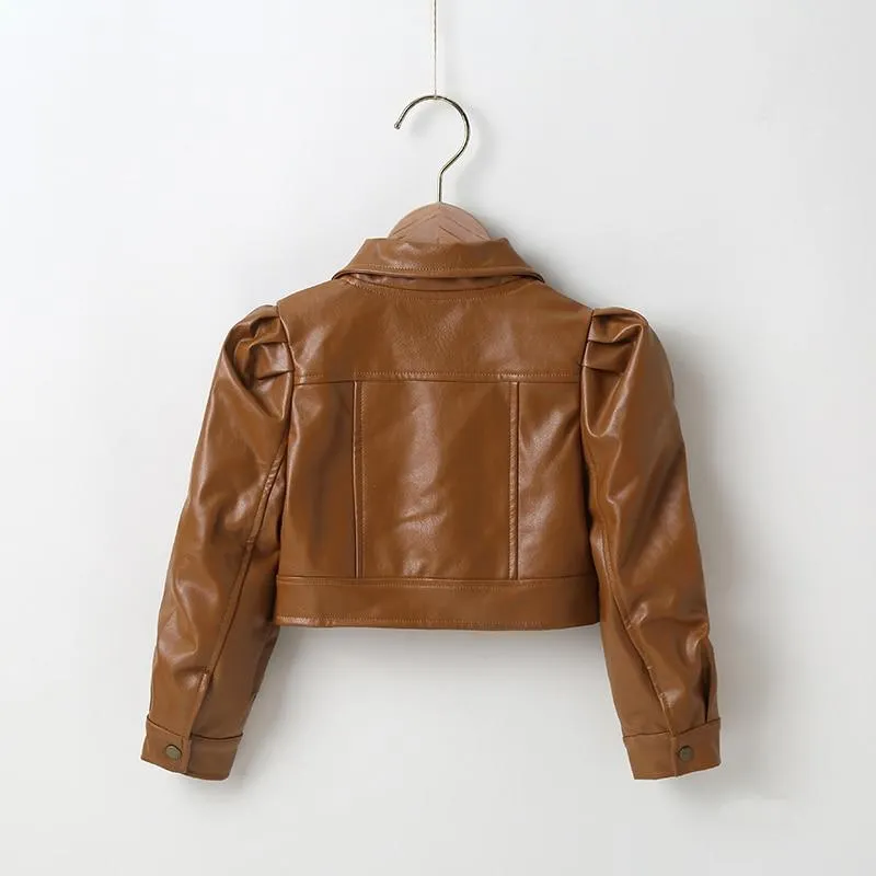 Button Front PU Leather Jacket