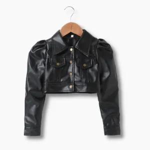 Button Front PU Leather Jacket