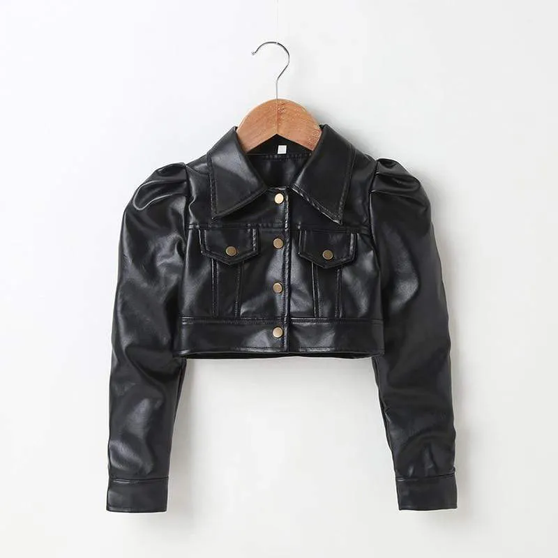 Button Front PU Leather Jacket