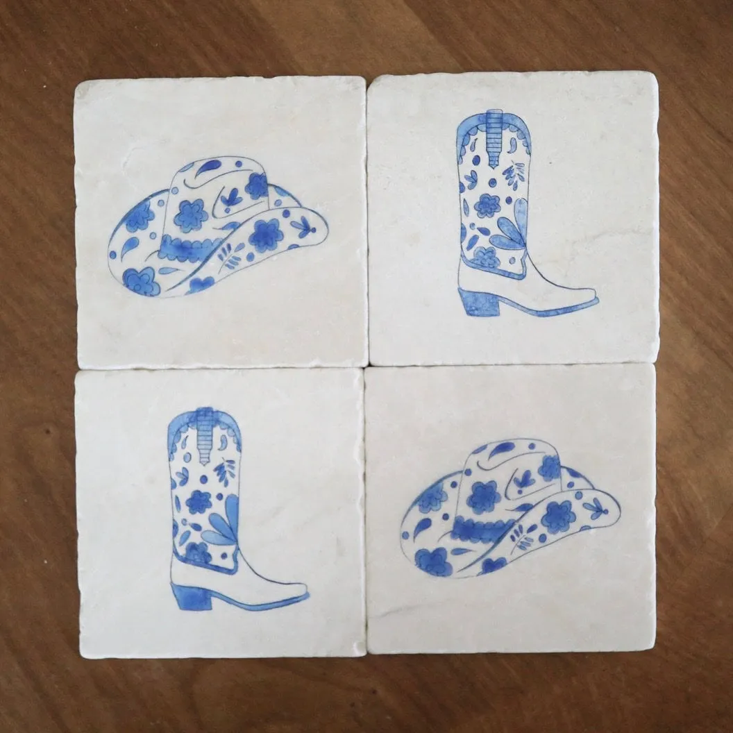 Coastal Cowgirl Marble Coasters