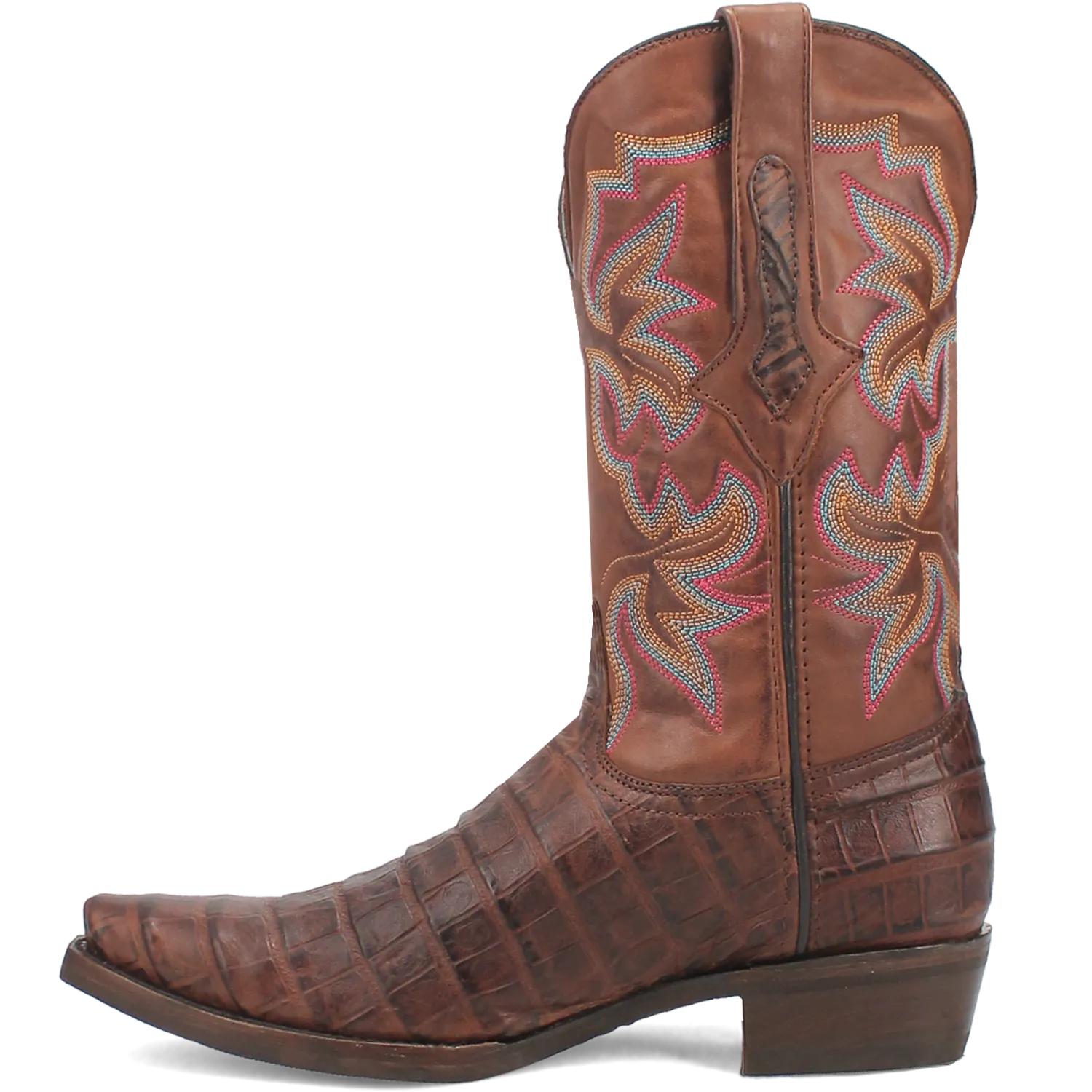 Dingo Brown Gator Print Snip Toe Western Boots for Men