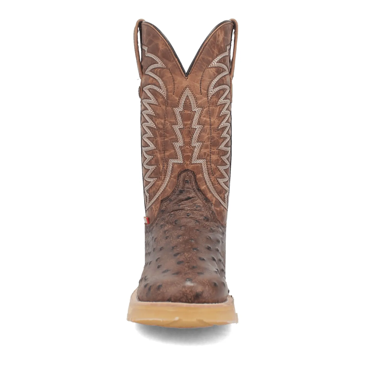 Dingo Brown Ostrich Print Round Toe Western Boots for Men