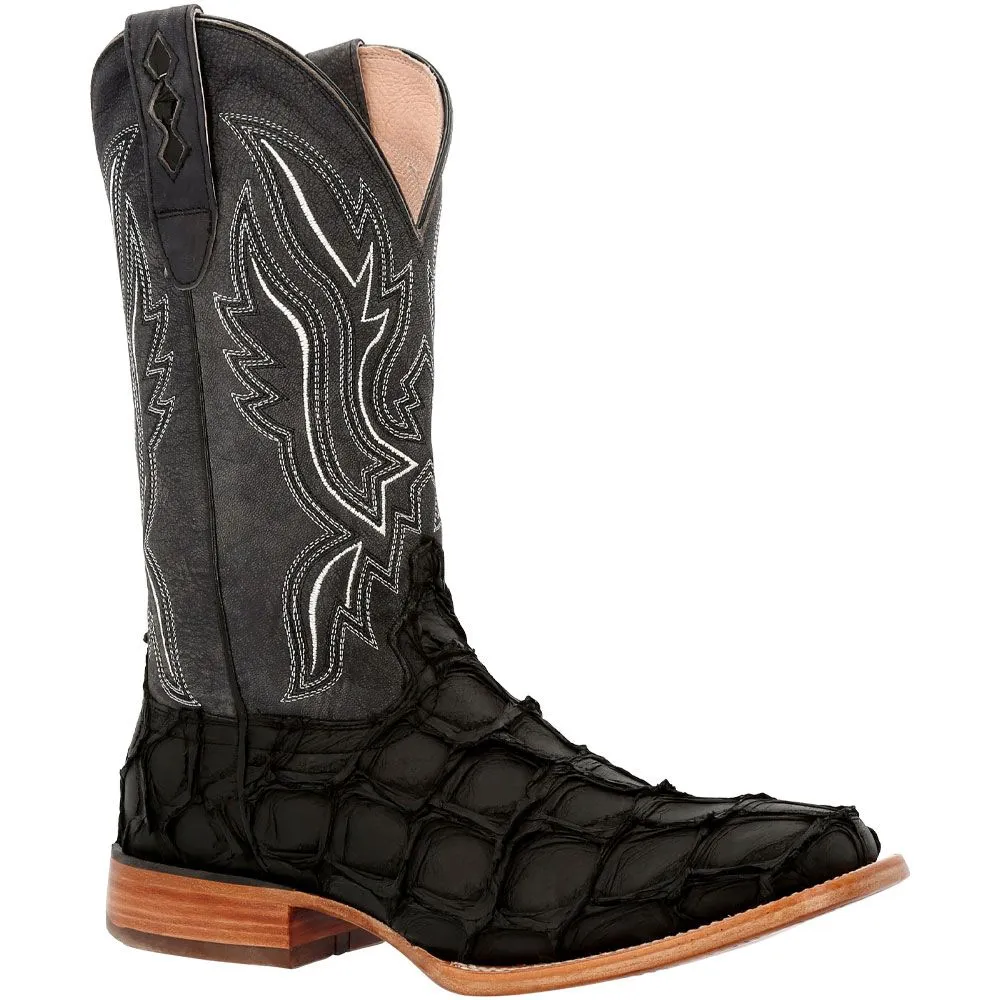 Durango Premium Exotics Matte Black Pirarucu Western Boots