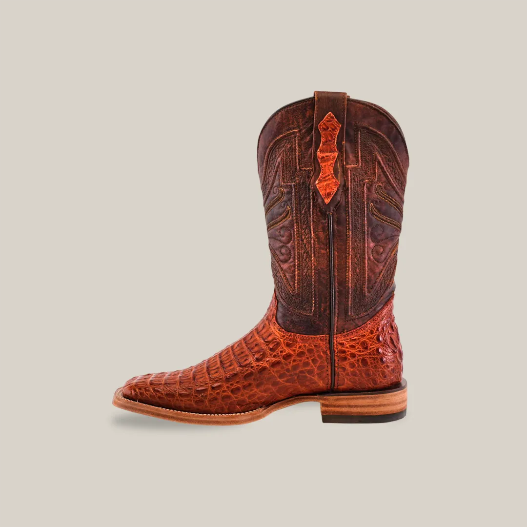 Exotic Caiman Horn Back - Brandy - Square Toe