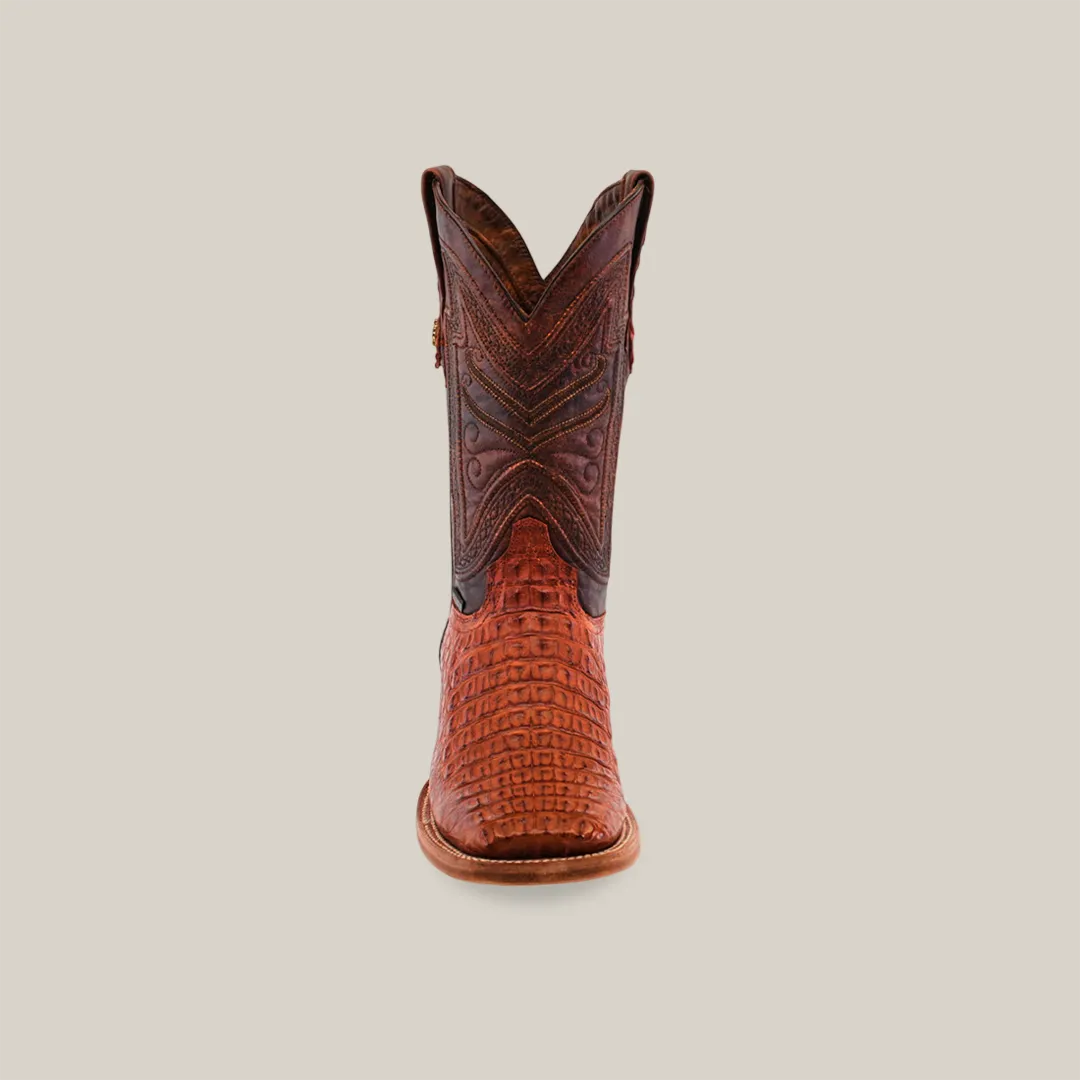 Exotic Caiman Horn Back - Brandy - Square Toe