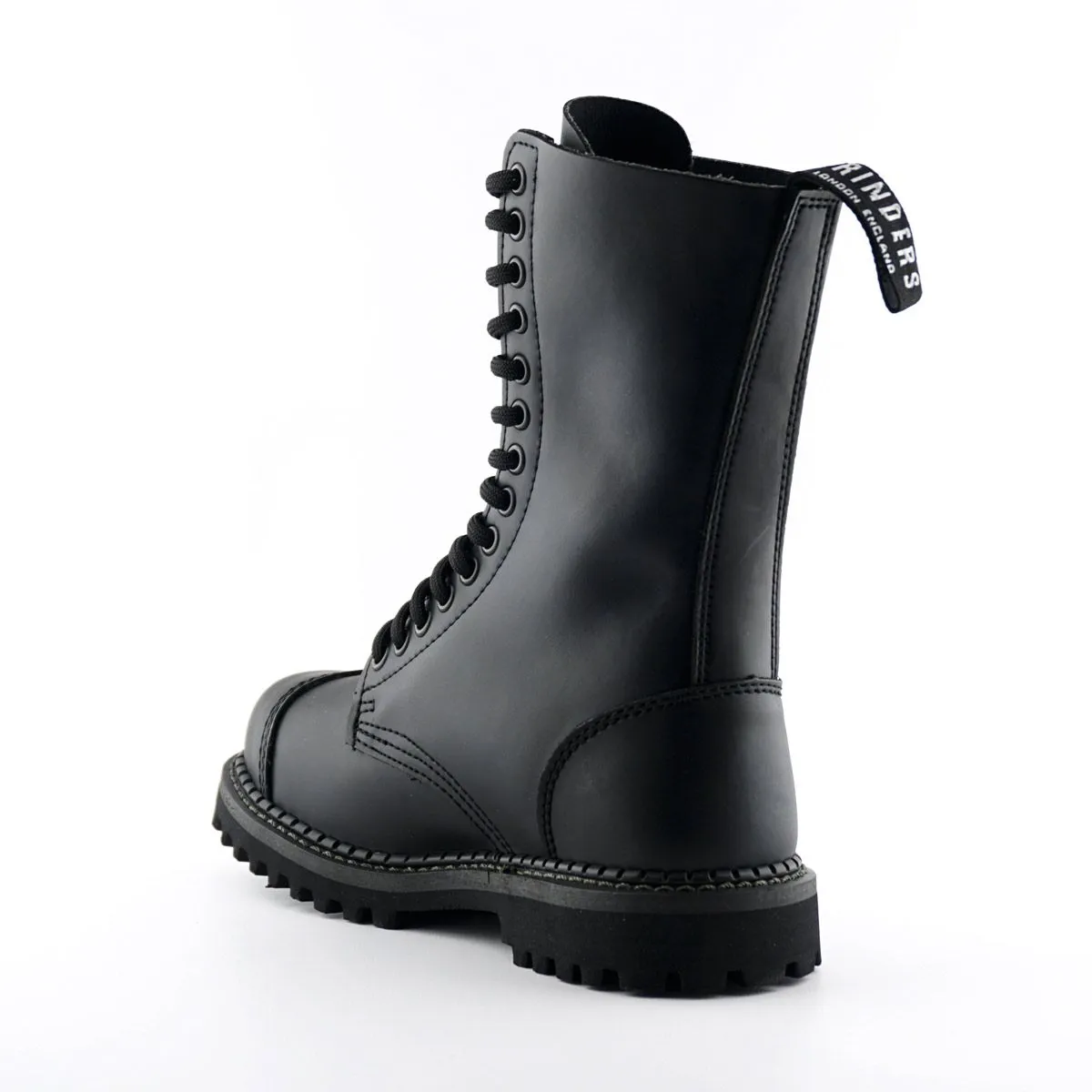 Grinders - Herald Black Leather Unisex Military Style Boots