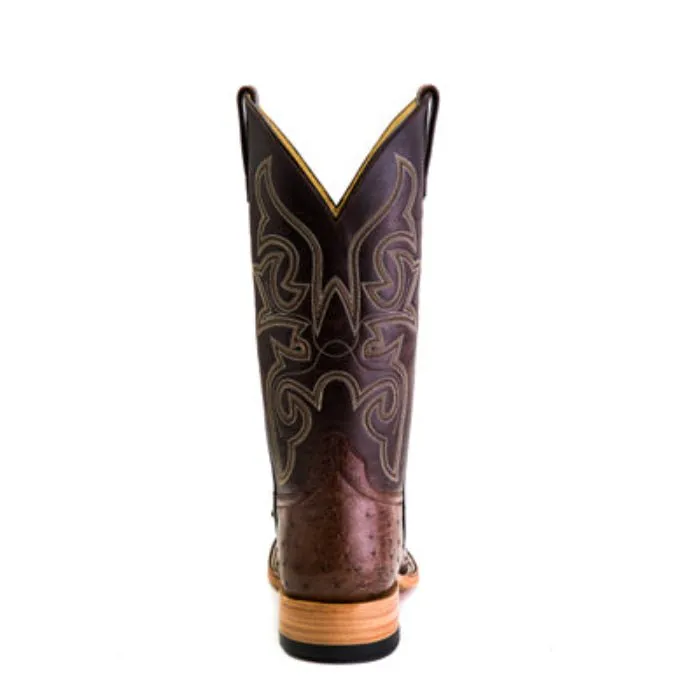 Horse Power Men's 13" Kango Tobacco Chocolate Full Quill Ostrich Square Toe Cowboy Boots