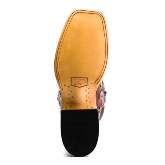 Horse Power Men's 13" Kango Tobacco Chocolate Full Quill Ostrich Square Toe Cowboy Boots