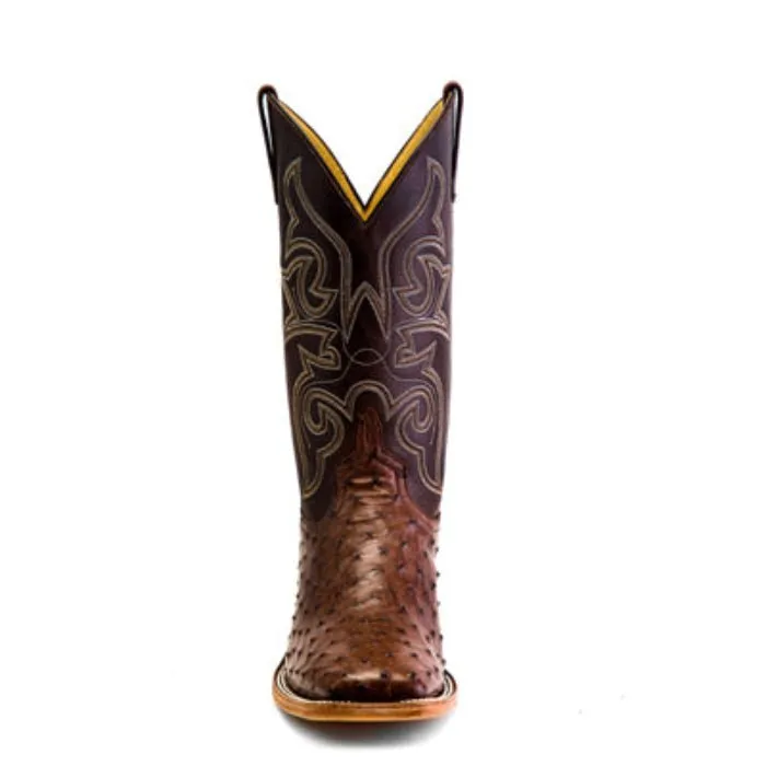 Horse Power Men's 13" Kango Tobacco Chocolate Full Quill Ostrich Square Toe Cowboy Boots