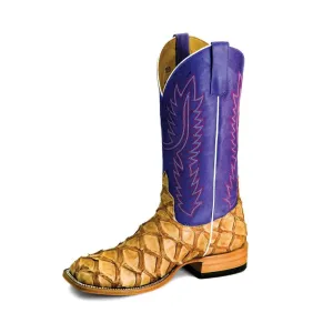 Horse Power Men's Big Bass Purple Wipeout Leather Cowboy Boots