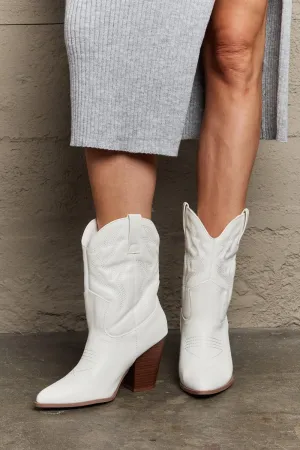 Legend Footwear Mid Block Heels White Cowboy Boots