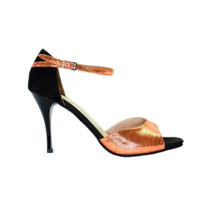 Lizette - Copper Leather & Black Suede Tango Shoes