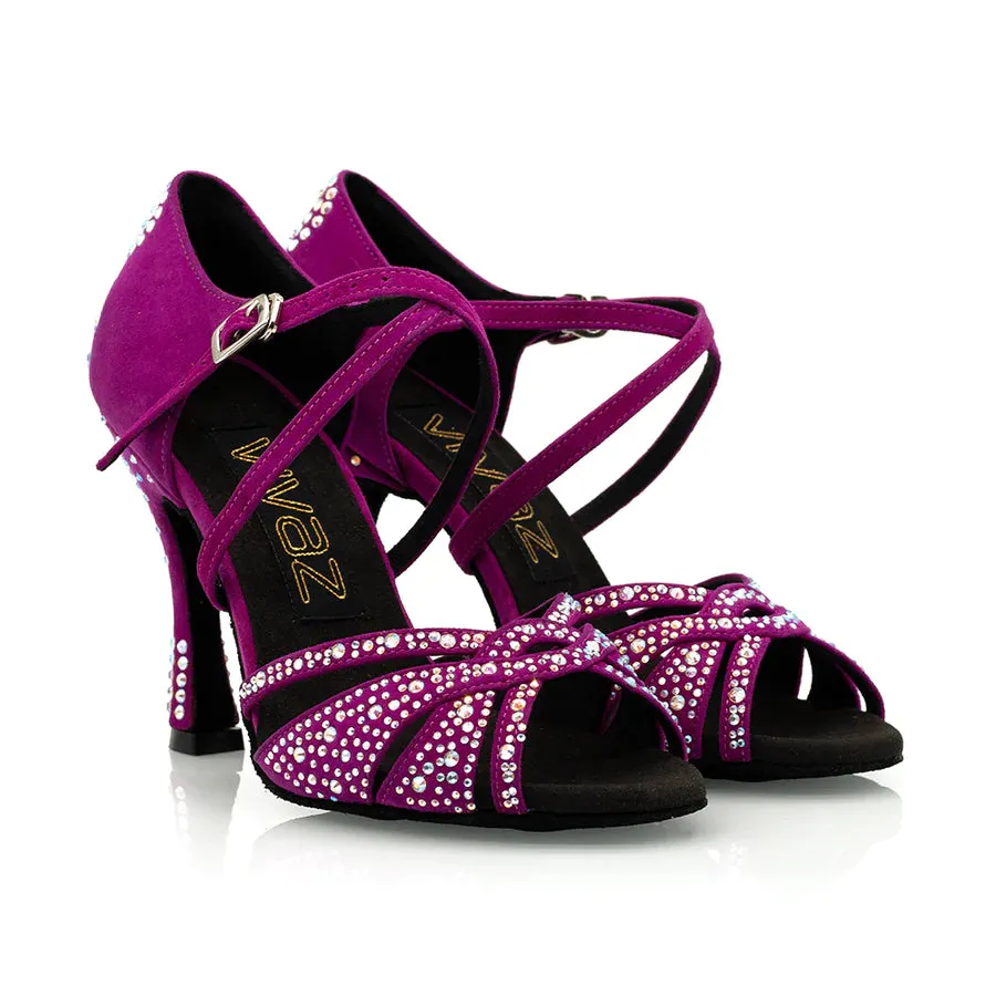 Louella - Fuschia Rhinestone 3.75" Latin and Ballroom Dance Shoes