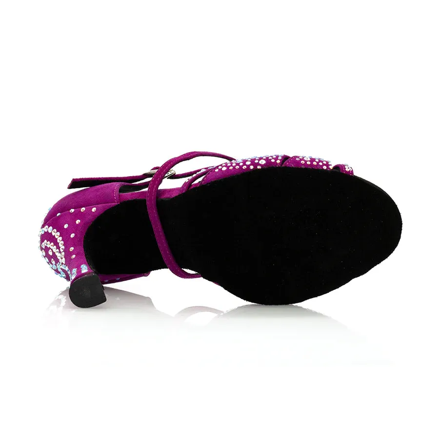 Louella - Fuschia Rhinestone 3.75" Latin and Ballroom Dance Shoes