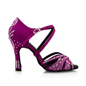 Louella - Fuschia Rhinestone 3.75" Latin and Ballroom Dance Shoes