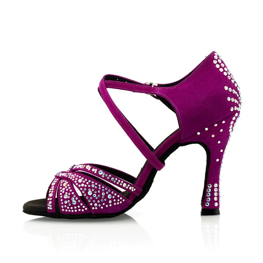 Louella - Fuschia Rhinestone 3.75" Latin and Ballroom Dance Shoes