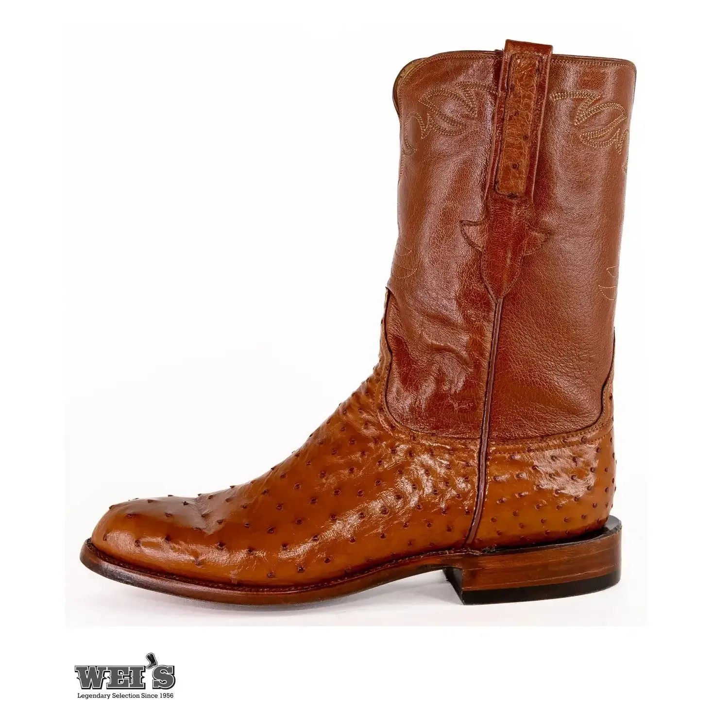 Lucchese Men's Cowboy Boots 12" Exotic Ostrich/Goat Roper Style