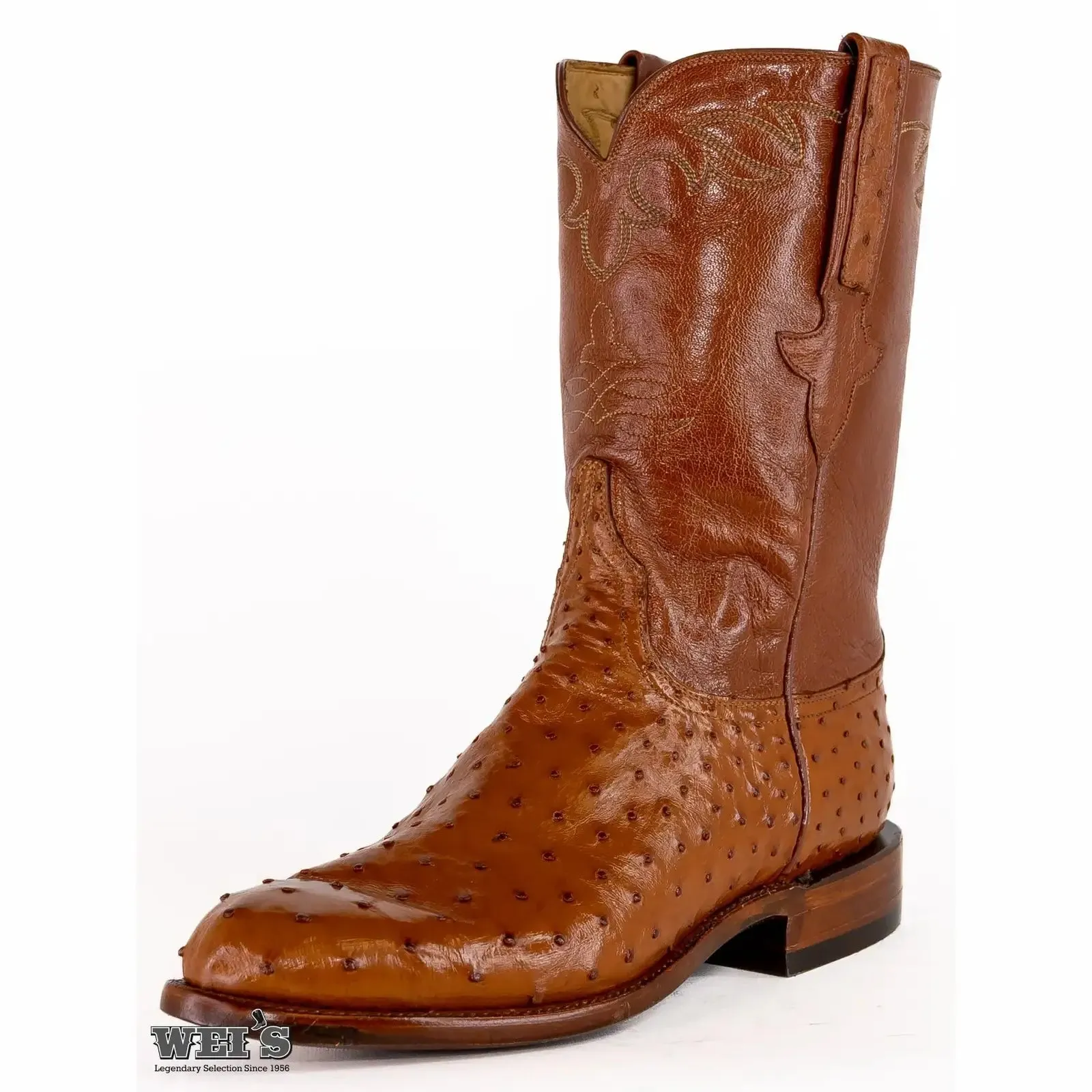 Lucchese Men's Cowboy Boots 12" Exotic Ostrich/Goat Roper Style