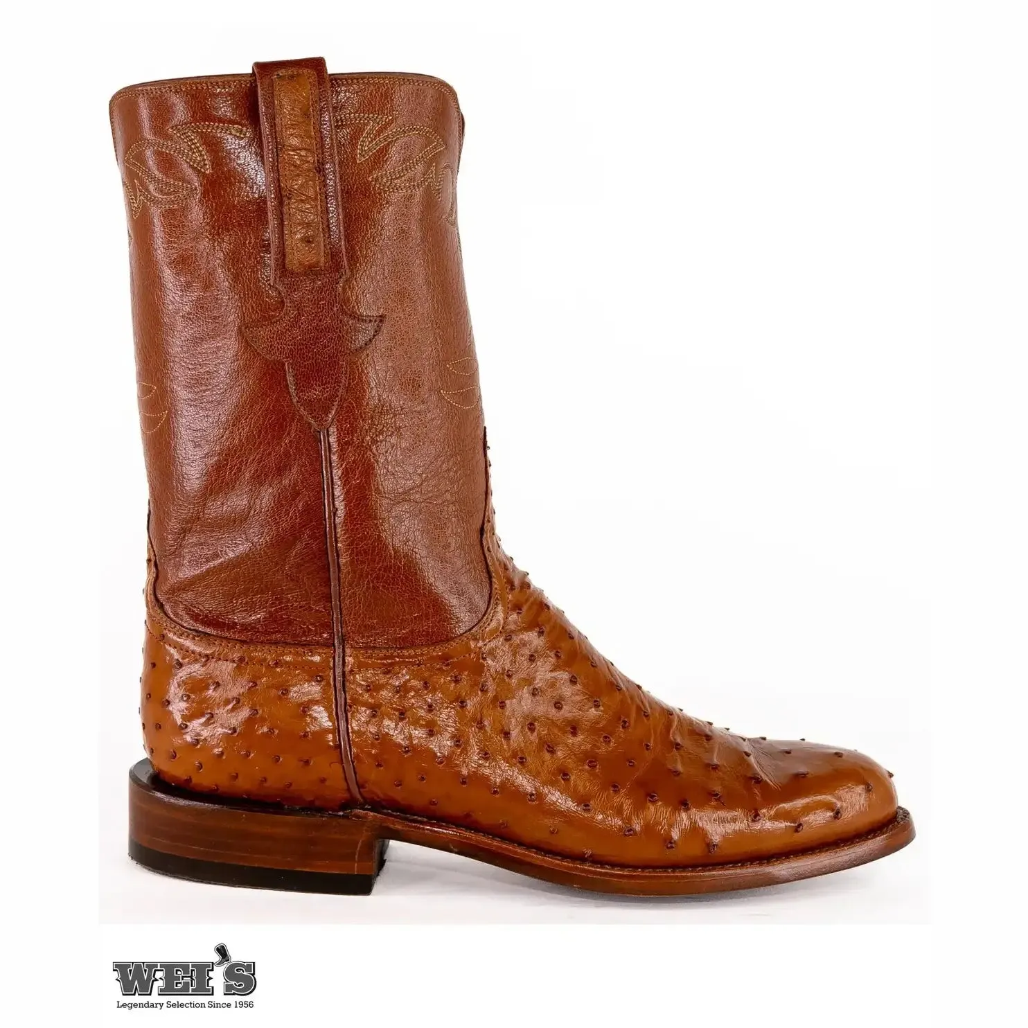 Lucchese Men's Cowboy Boots 12" Exotic Ostrich/Goat Roper Style