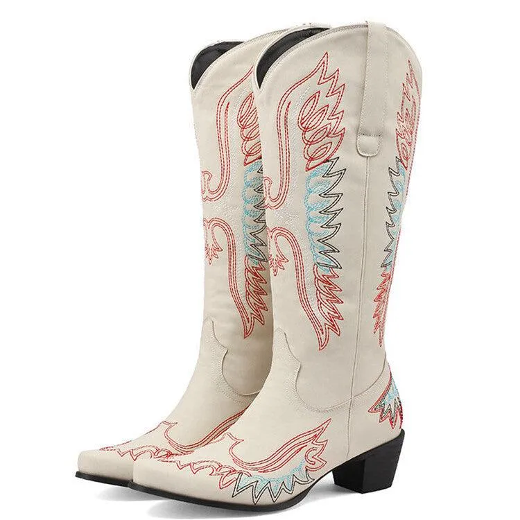 Men's Embroidered Motorcycle Boots