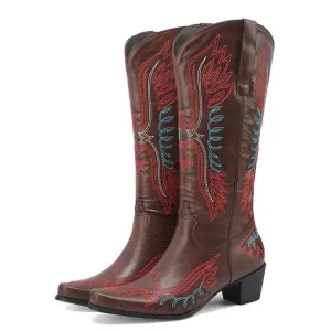 Men's Embroidered Motorcycle Boots