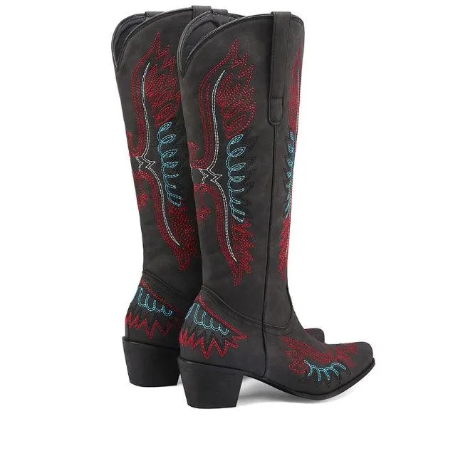 Men's Embroidered Motorcycle Boots