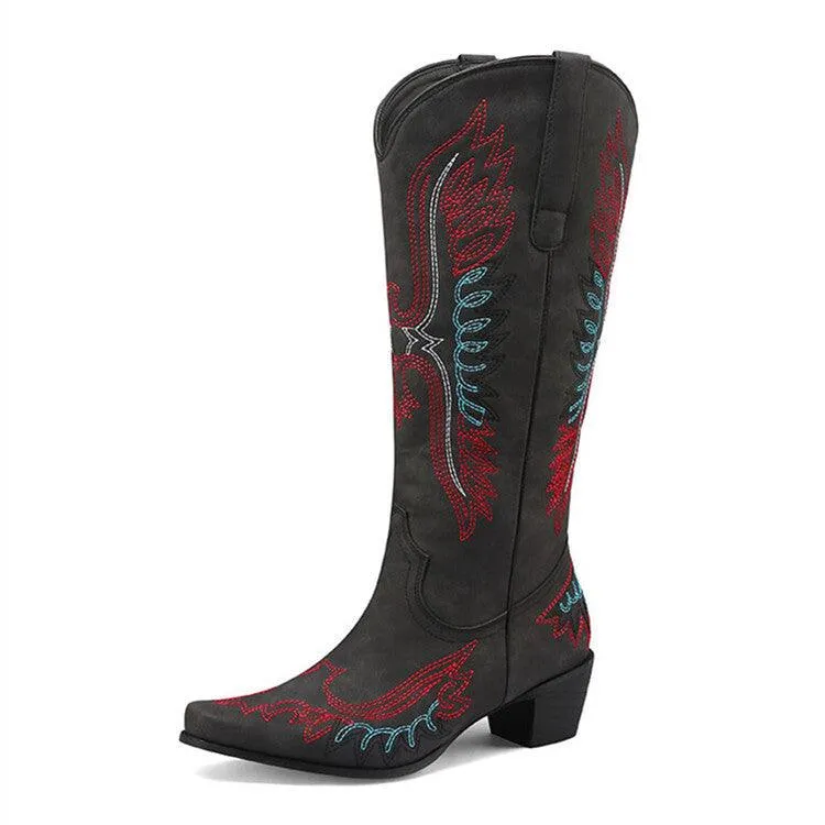 Men's Embroidered Motorcycle Boots