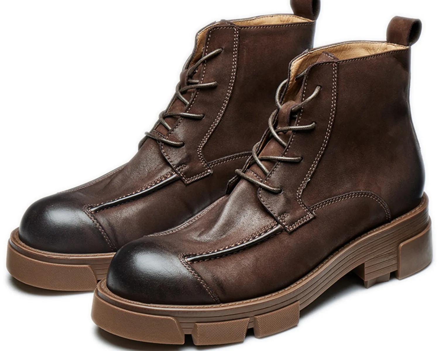 Men's Retro High-Top Work Boots | Thick Sole Soft Leather Motorcycle