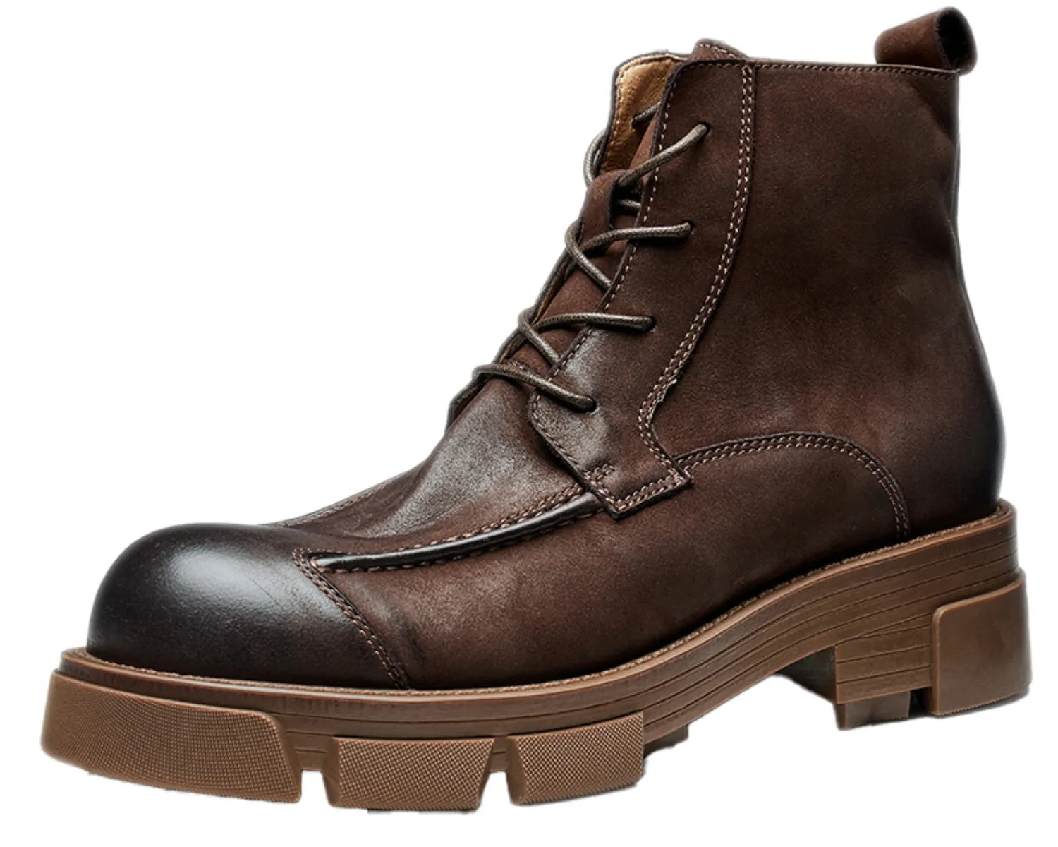 Men's Retro High-Top Work Boots | Thick Sole Soft Leather Motorcycle