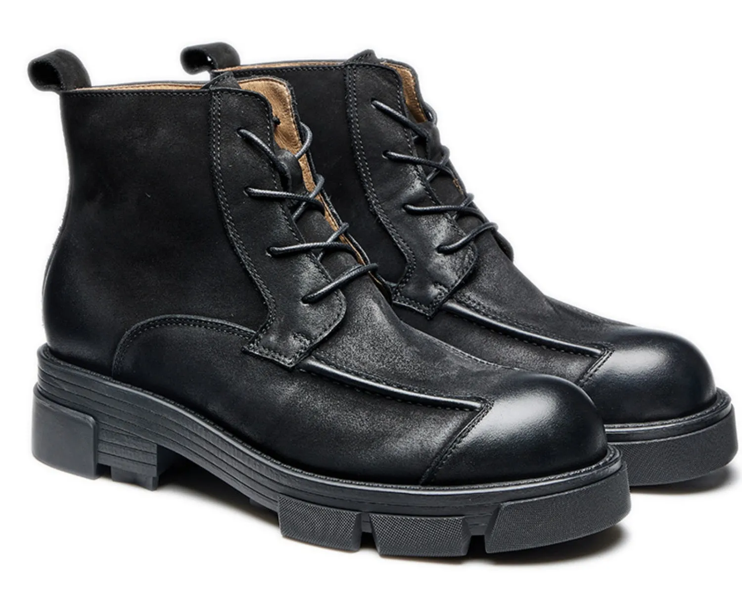 Men's Retro High-Top Work Boots | Thick Sole Soft Leather Motorcycle