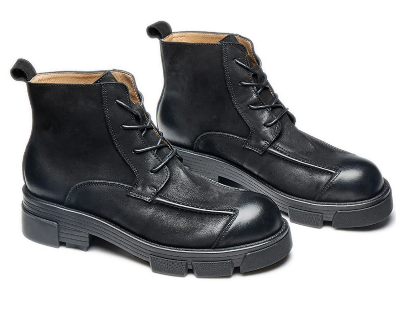 Men's Retro High-Top Work Boots | Thick Sole Soft Leather Motorcycle