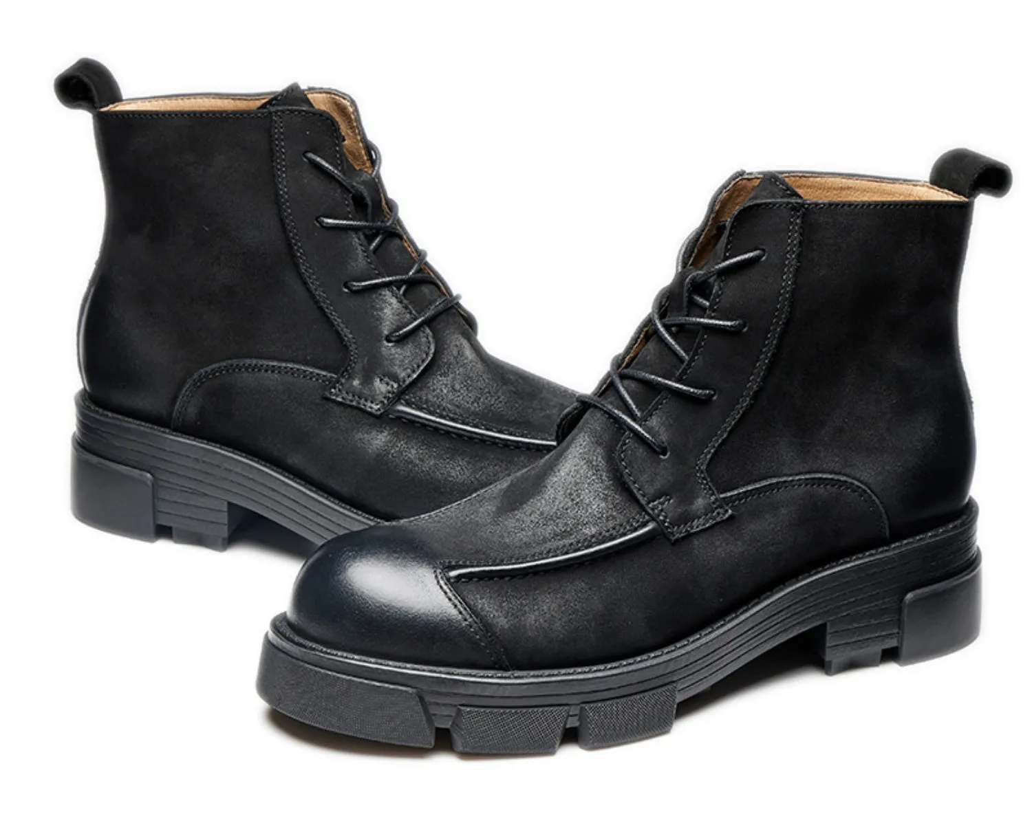 Men's Retro High-Top Work Boots | Thick Sole Soft Leather Motorcycle