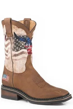 Men's Roper Patriotic Skull Western Cowboy Boots