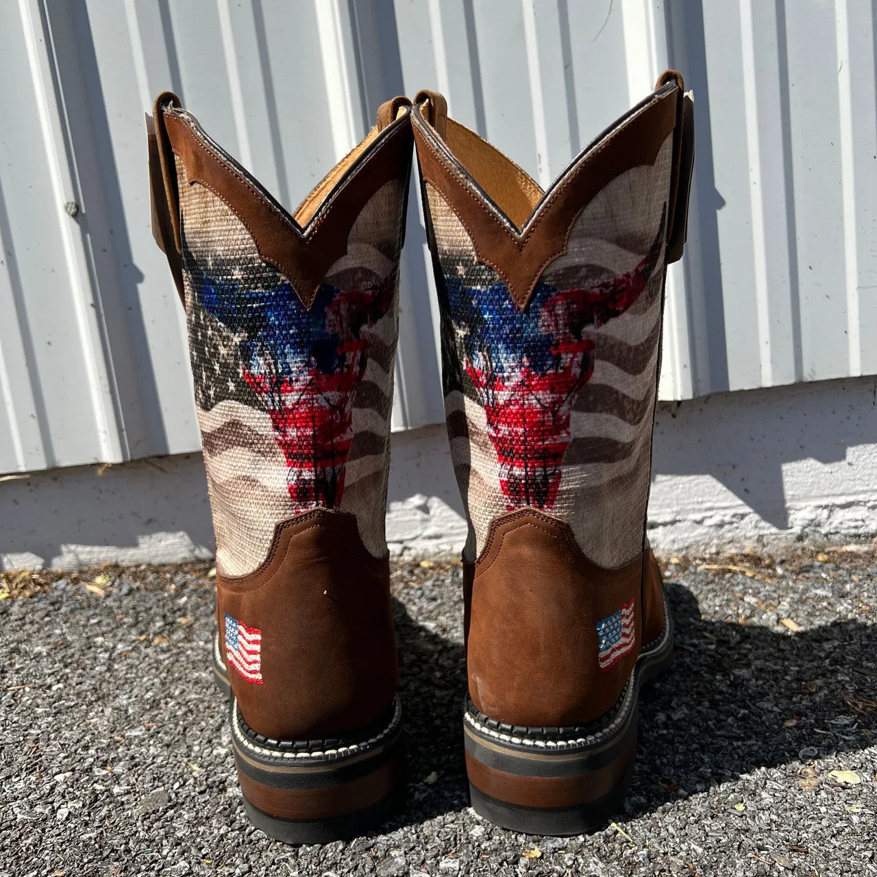 Men's Roper Patriotic Skull Western Cowboy Boots