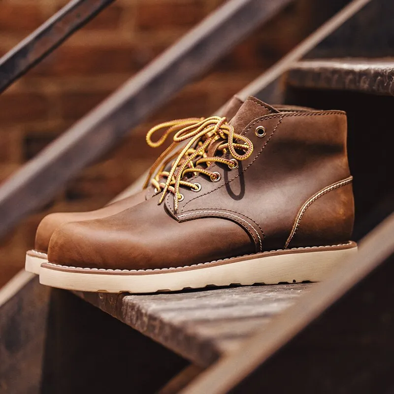 Motorcycle Genuine Leather Platform Ankle Boots